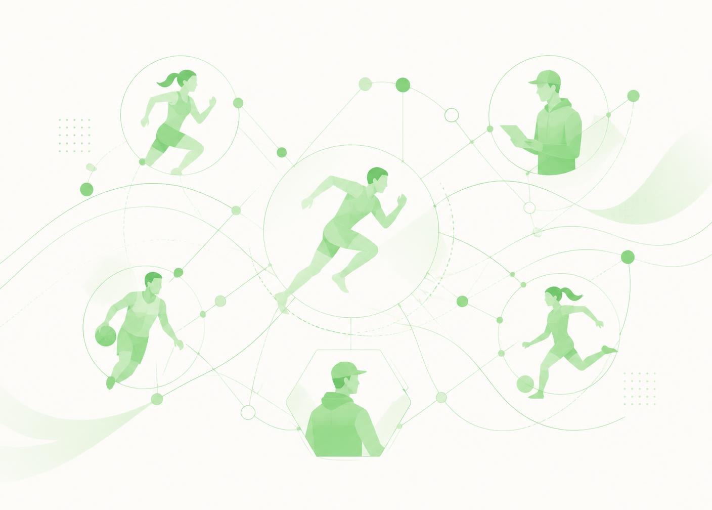 Illustration of coaches and athletes connected across the Athletyx platform